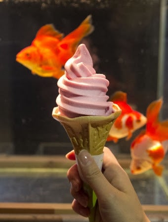 「金魚ソフトクリーム」360円／画像提供：すみだ水族館 