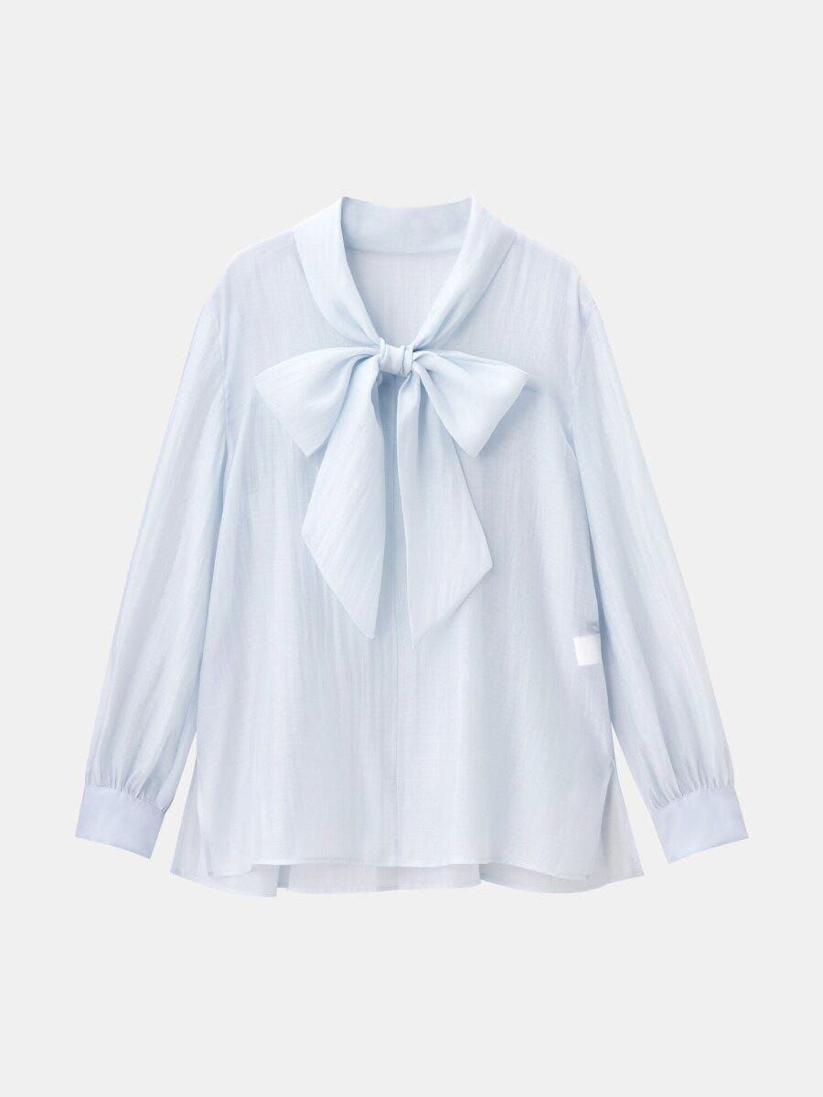 2026plstシアーボウタイブラウス