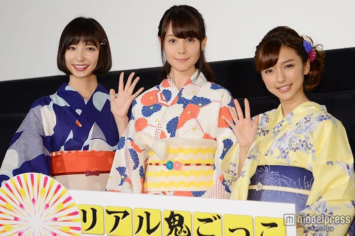 映画「リアル鬼ごっこ」でトリプルヒロインを務めた篠田麻里子、トリンドル玲奈、真野恵里菜(C)モデルプレス