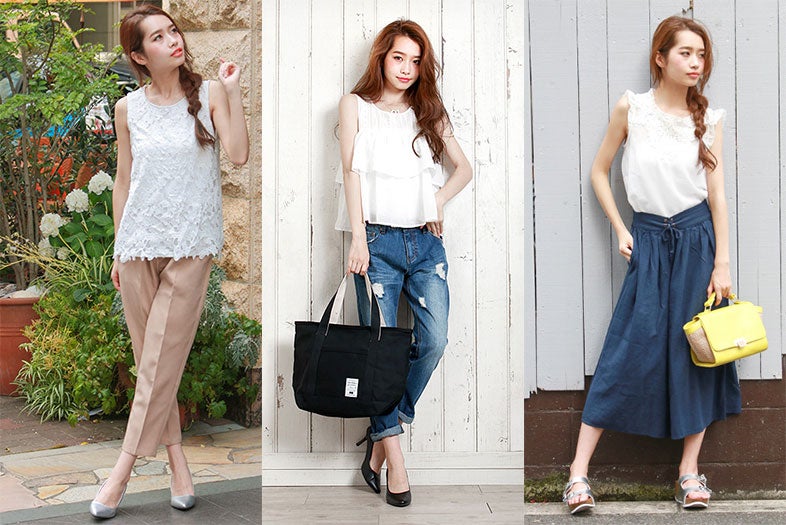 美人度が高まる！「白ノースリ」で大人な肌見せ