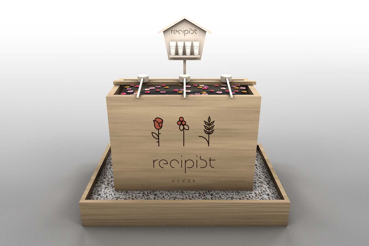 アイテム奉納前に手水舎にてハンドクリームで手のひらをお浄め