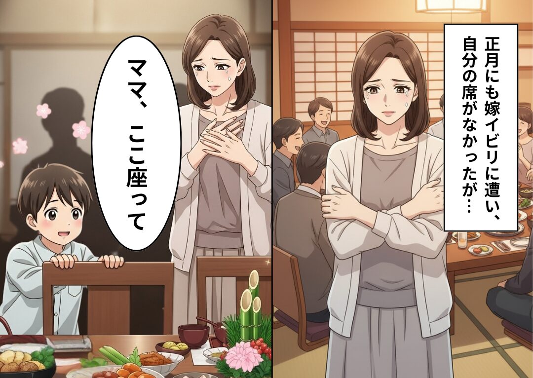 正月、親戚が集まる中…義母が“嫁のイス”を別室に！すると⇒「ママここ座って」幼い息子が味方についた【結果】