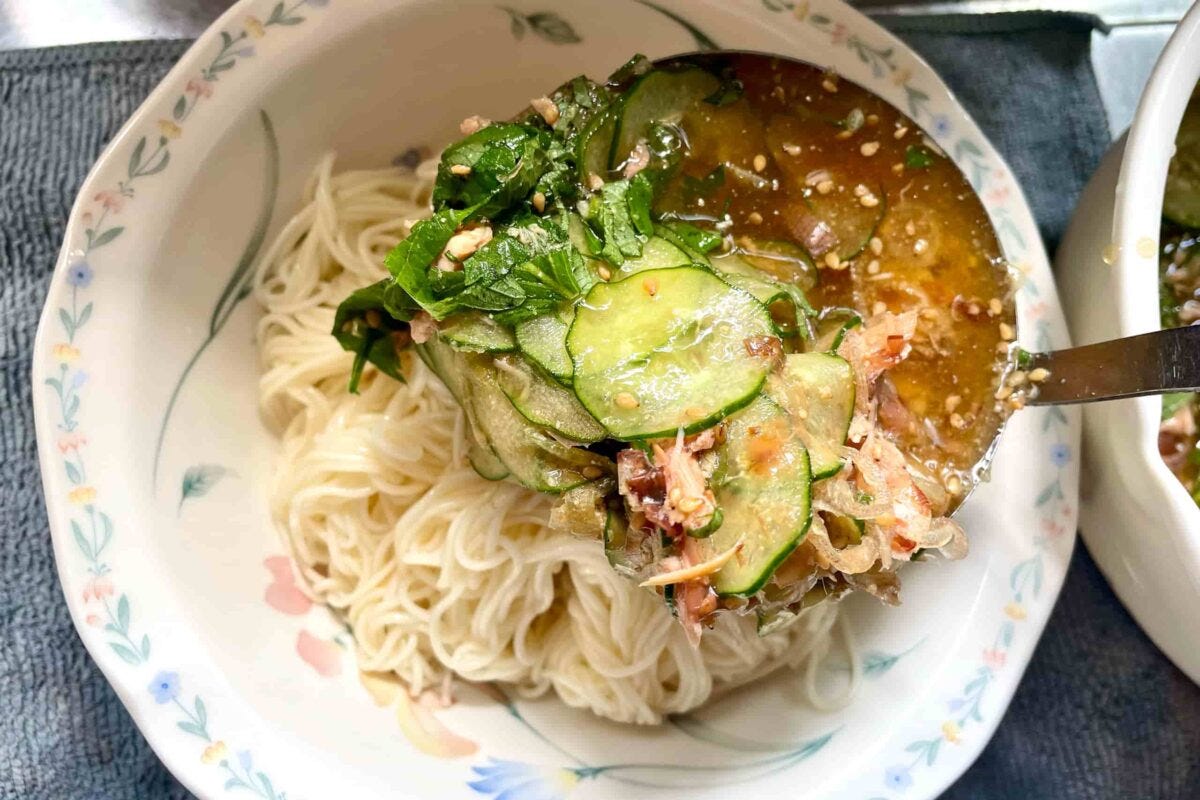 ツナときゅうりのスープそうめん