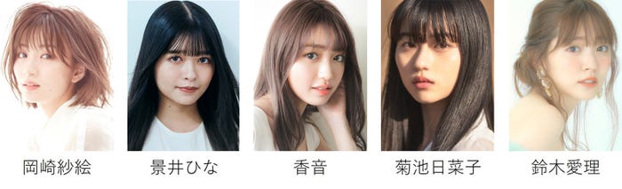 岡崎紗絵、景井ひな、香音、菊池日菜子、鈴木愛理(提供写真)
