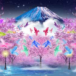 右側壁面イメージ：「夜桜と富士山」イメージ／画像提供：東急不動産SCマネジメント