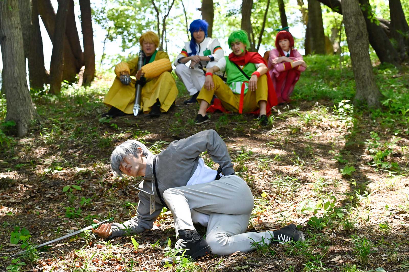 （後列左から）井浦新、三浦翔平、藤枝喜輝、窪塚愛流（前列）松坂桃李「SEIKAの空」より （C）テレビ朝日