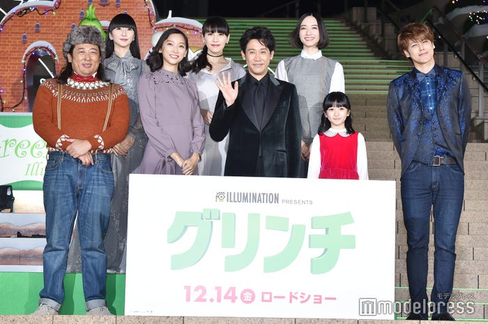 (前列左から)秋山竜次、杏、大泉洋、横溝菜帆、宮野真守(後列左から)かしゆか、あ~ちゃん、のっち(C)モデルプレス