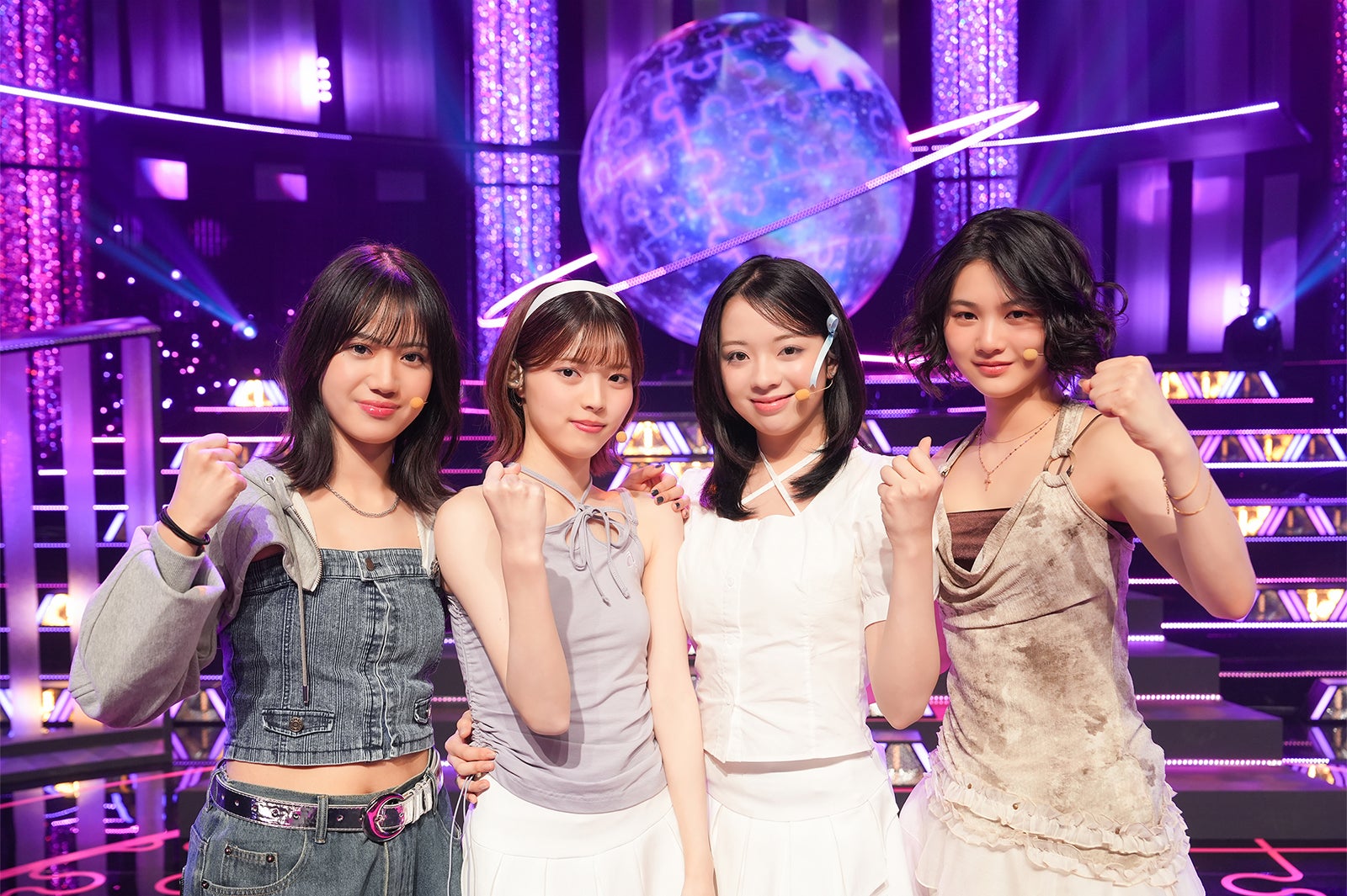 津波古妃織（Hiori Tsuhako）、飛咲来（Sakura Tobi）、桑原彩菜（Ayana Kuwahara ）、大谷碧空（Aoi Otani）（C）AbemaTV,Inc.