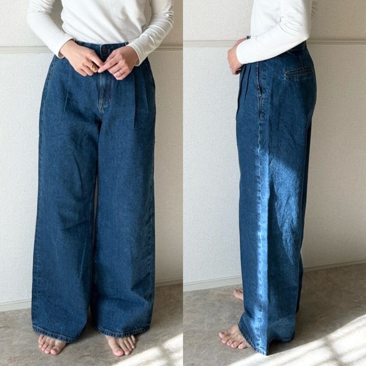 GUデニムタックトラウザー　Mサイズ