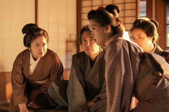 池脇千鶴、岡部たかし、高石あかり、夏目透羽「ばけばけ」第104話(C)NHK