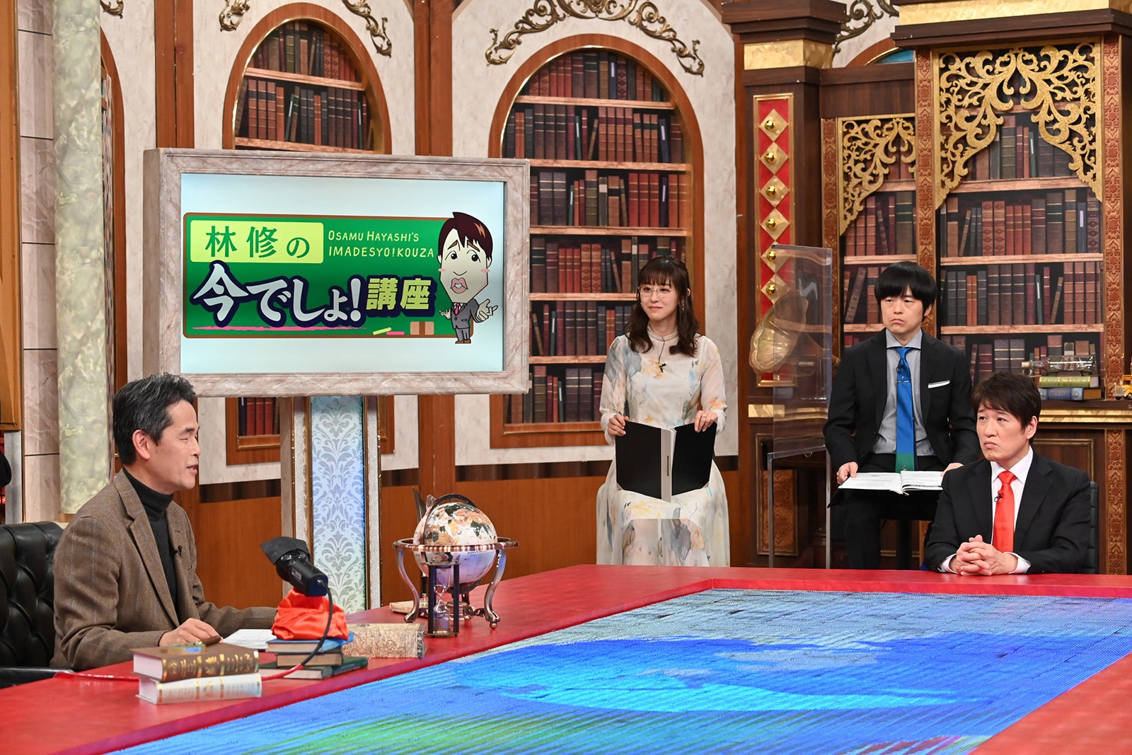 （左から）佐藤克文先生、斎藤ちはる、バカリズム、林修 （C）テレビ朝日