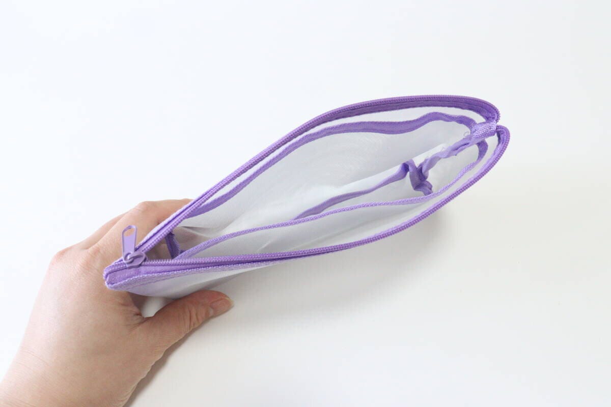 中身が見えるマチ付きメッシュポーチ　形状