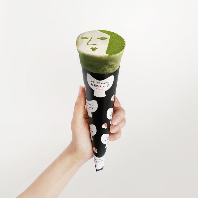 京都嵐山に「よーじやカフェ お茶のクレープ 嵯峨野嵐山店」“顔ロゴ”あしらった抹茶クレープ提供