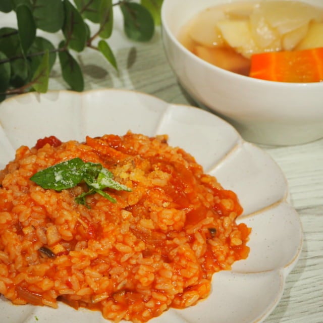 カルディ南蛮えびスープを使ってリゾットに