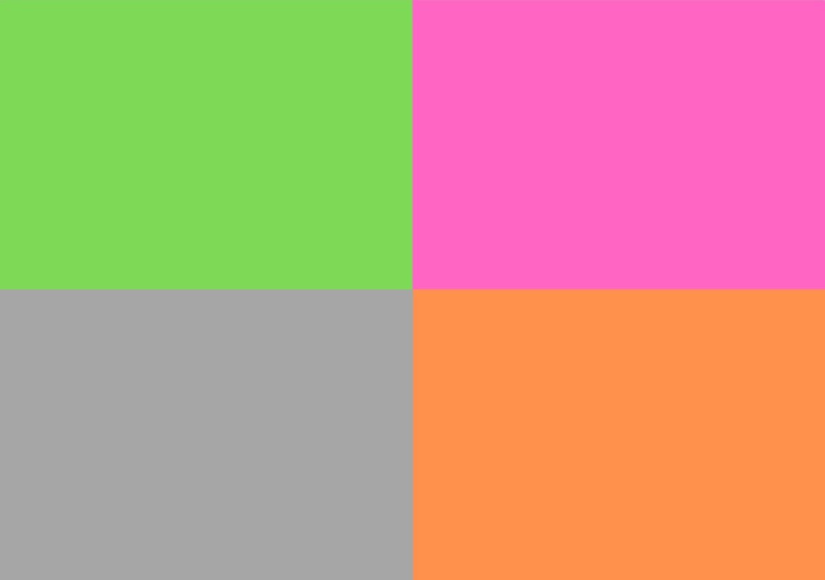 黄緑　ピンク　グレイ　オレンジ