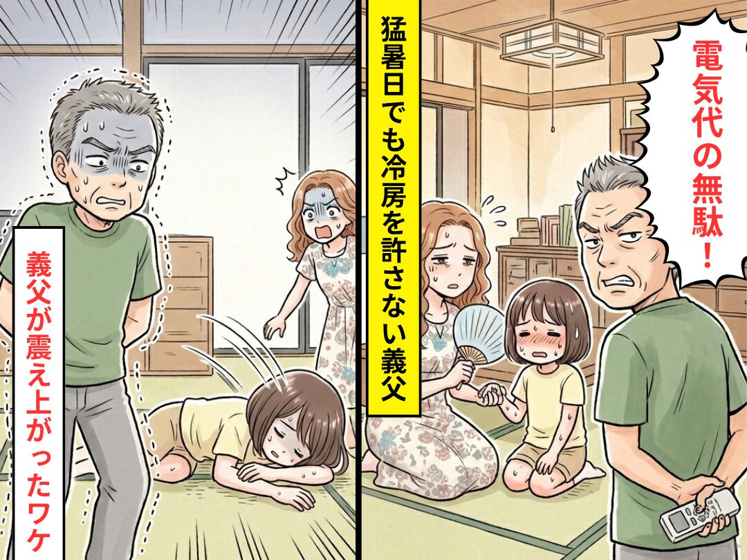 猛暑日に…「電気代の無駄！」リモコンを隠して冷房を使わせない義父。だが娘が倒れ込み⇒義父は”震え上がる”ことになった話
