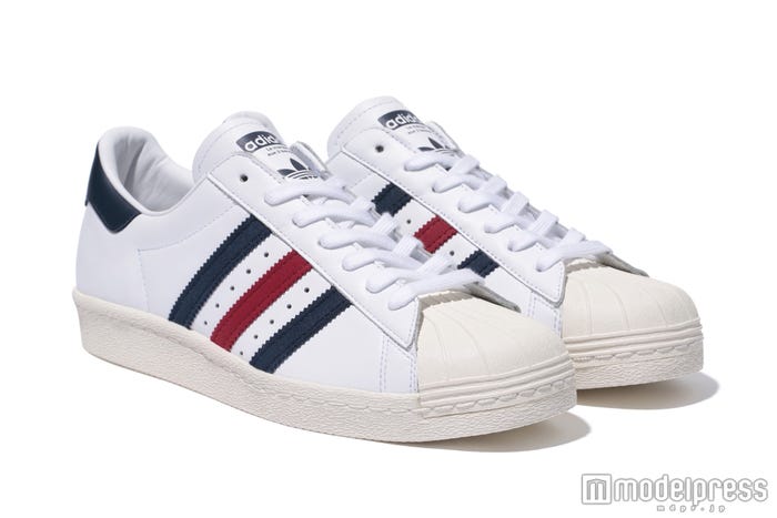 アディダス オリジナルス「Superstar 80s」ホワイト/トリコロール(14000円+税)