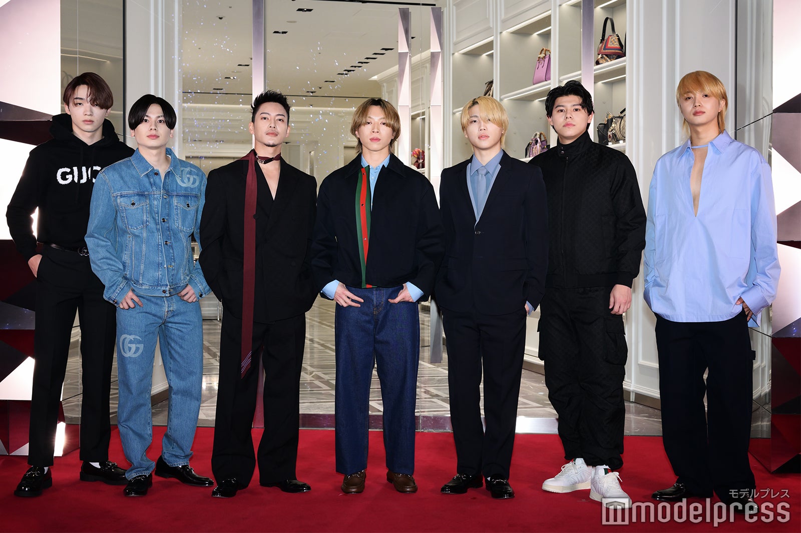 BE:FIRST（左から）RYUHEI、MANATO、RYOKI、SOTA、SHUNTO、LEO、JUNON（C）モデルプレス