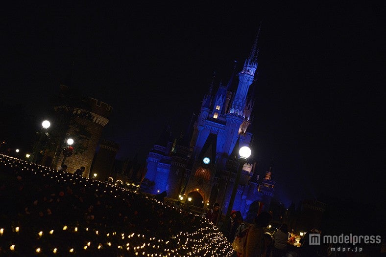 夜のシンデレラ城前