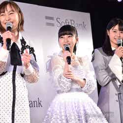（左から）SKE48須田亜香里、HKT48田中美久、STU48瀧野由美⼦（C）モデルプレス