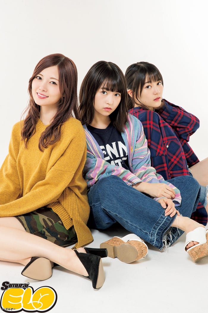 白石麻衣、伊藤万理華、生田絵梨花「Samurai ELO」11月号より/画像提供:三栄書房
