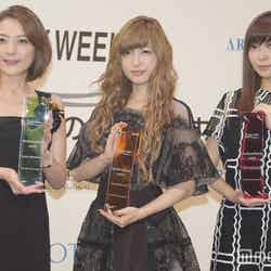 「BEAUTY WEEK AWARD 2016」授賞式に出席した（左から）西川史子、神田沙也加、指原莉乃（C）モデルプレス