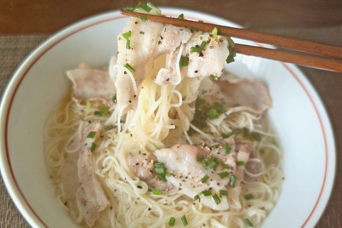 鶏ガラ豚そうめん・実食