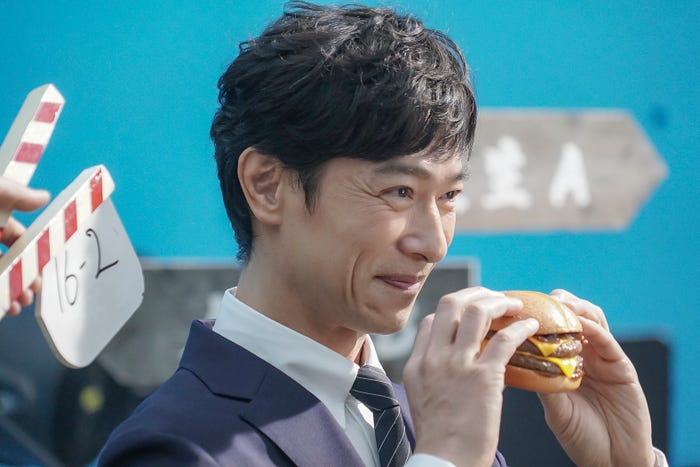 堺雅人「サムライマック『二兎を追ってもいいじゃないか。』」篇/撮影カット(提供写真)