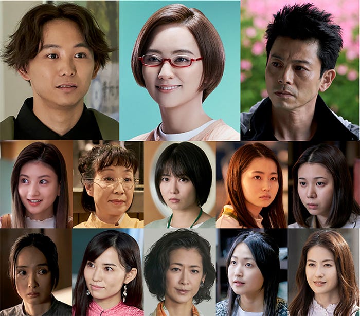 (一段目左から)須賀健太、岡田結実、吉沢悠(二段目左から)吉田あかり、和泉ちぬ、志田未来、山田杏奈、金澤美穂(三段目左から)奥村佳恵、市川由衣、馬渕英里何、鞘師里保、松本若菜(C)東海テレビ/WOWOW