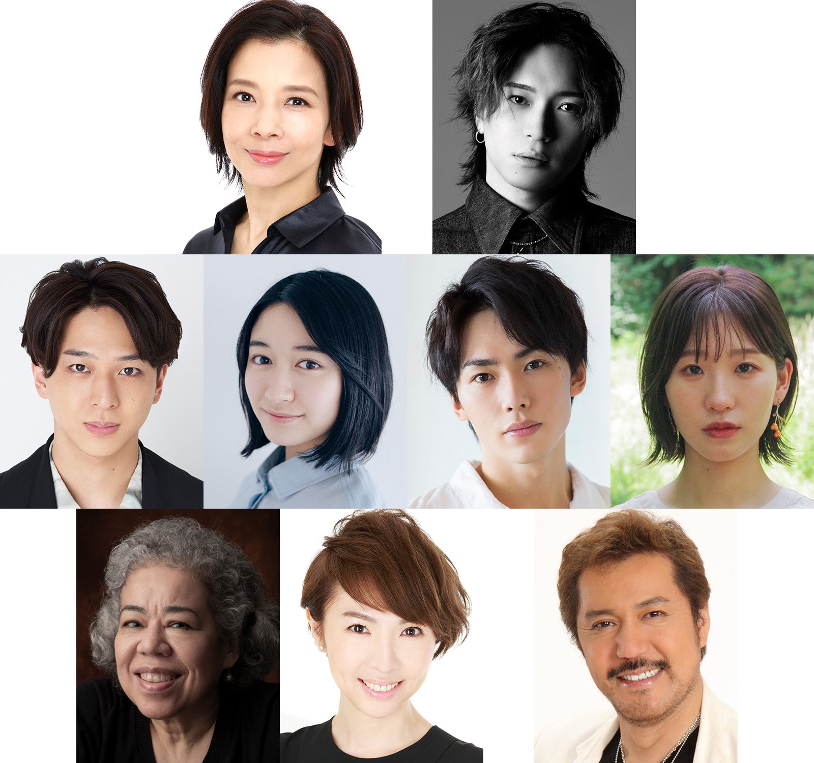 （上段左から）霧矢大夢、松下優也（中段左から）寺西拓人、日高麻鈴、内海啓貴、敷村珠夕（下段左から）田中利花、樹里咲穂、今井清隆（提供写真）