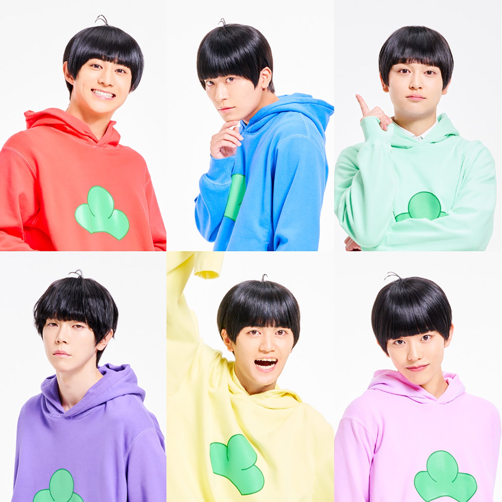 （上段左から）中西智也、大野紘幸（下段左から）杉咲真広、三井淳平、中村碧十、本間一稀（C）赤塚不二夫／「おそ松さん」on STAGE製作委員会2023