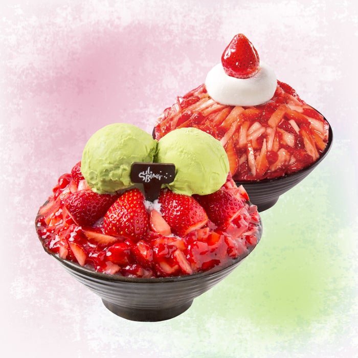 左:抹茶いちごソルビン(1,600円:税込 )右:生いちごソルビン(1,400円:税込)/画像提供:ソルビン