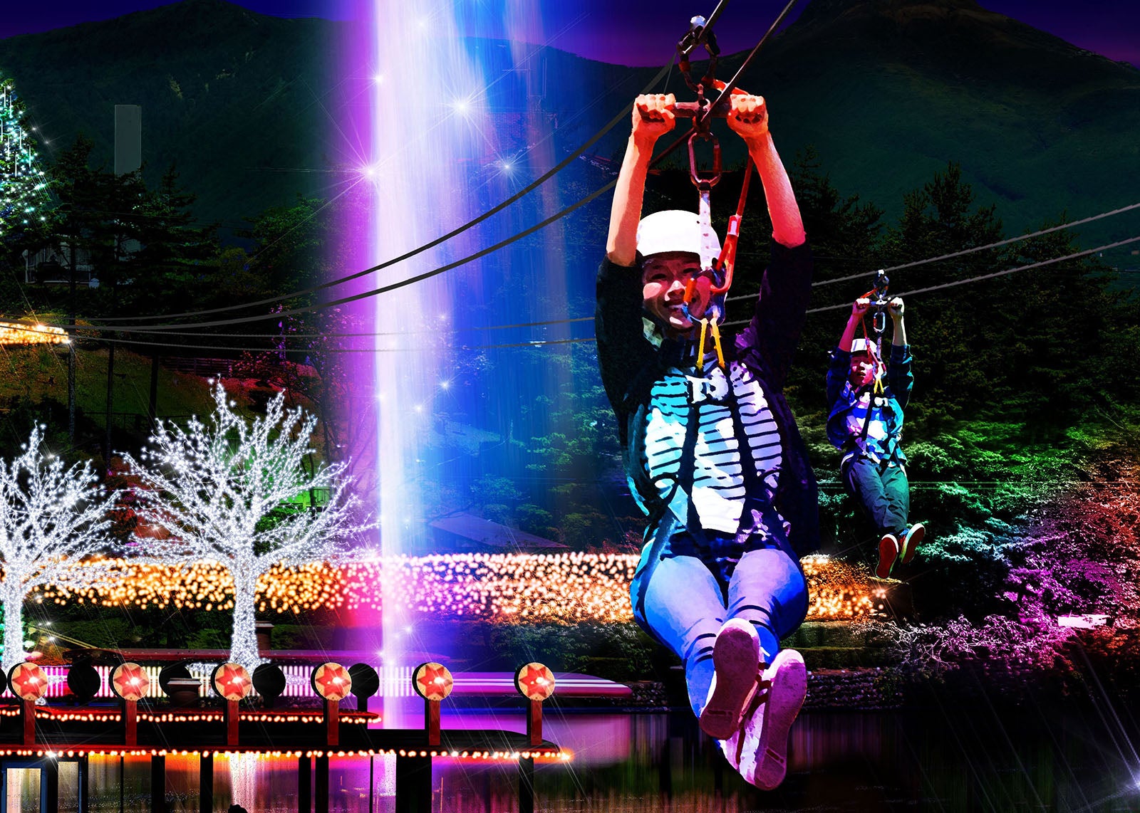 ナイトジップライン／画像提供：日本ビューホテル株式会社