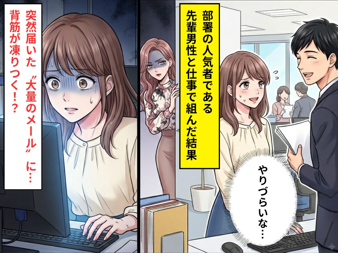 「正直やりづらい…」部署の人気者な先輩と仕事で組んだ私。後日、届いた“大量のメール”に…背筋が凍りつく！？
