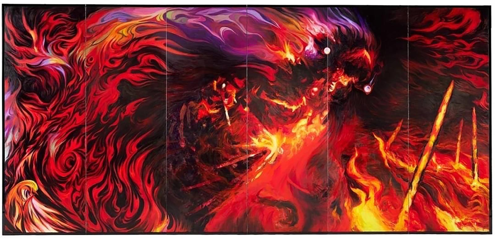 「燃え盛る熱炎に何度も焼かれ骨の髄まで喰われるカラス」（提供写真）