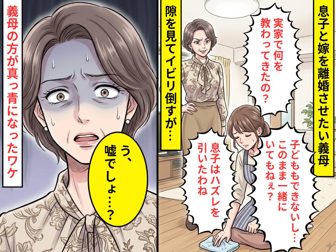 息子と嫁を離婚させたい義母。隙を見てイビリ倒すが…⇒「う、嘘でしょ…？」義母の方が、真っ青になったワケ