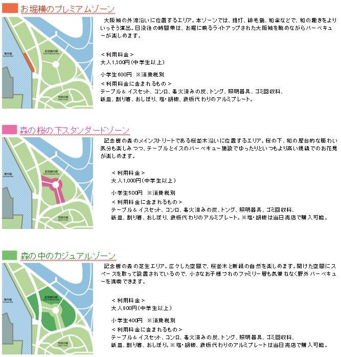 ゾーン3ヶ所／画像提供：大阪城パークマネジメント共同事業体