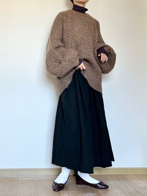 ユニクロ　シアージャージータートルネックT　ニット　レディコーデ