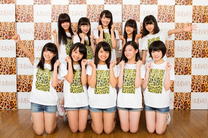NMB48 5期生(前列左から)上西怜、山本彩加、山田寿々、溝川実来、水田詩織(後列左から)清水里香、梅山恋和、小嶋花梨、中川美音、岩田桃夏/(C)NMB48