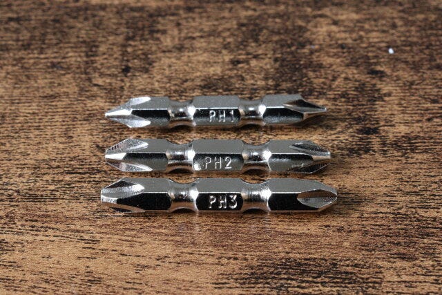 電動ドライバー用ビット(#1、#2、#3、45mm、3本) サイズ感 電動ドライバー用ビット(#1、#2、#3、45mm、3本) サイズ感