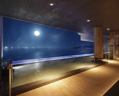 北海道「函館湯の川温泉 海と灯」津軽海峡&月見酒楽しむインフィニティ風呂完備