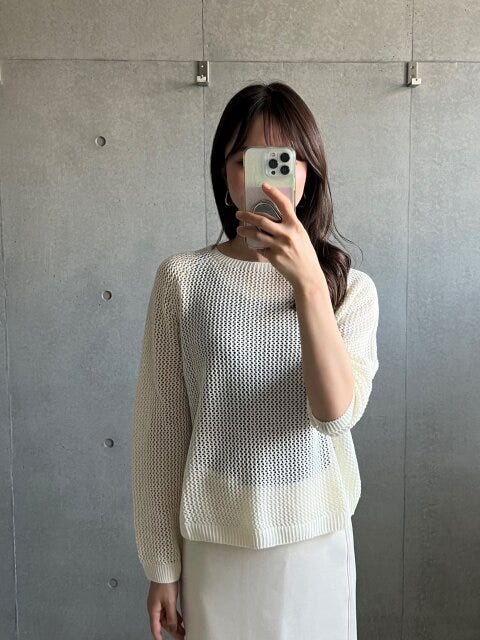 メッシュセーター　ホワイト　着用