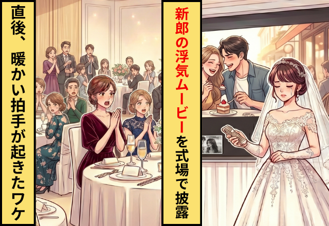 司会「サプライズムービーです」新郎の”浮気動画”を結婚式で流した新婦⇒だが直後【温かい拍手】が起こったワケ