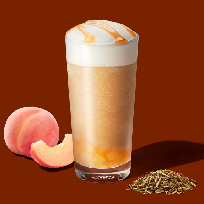 白桃とほうじ茶のムース ティー フラペチーノ(R)/提供画像