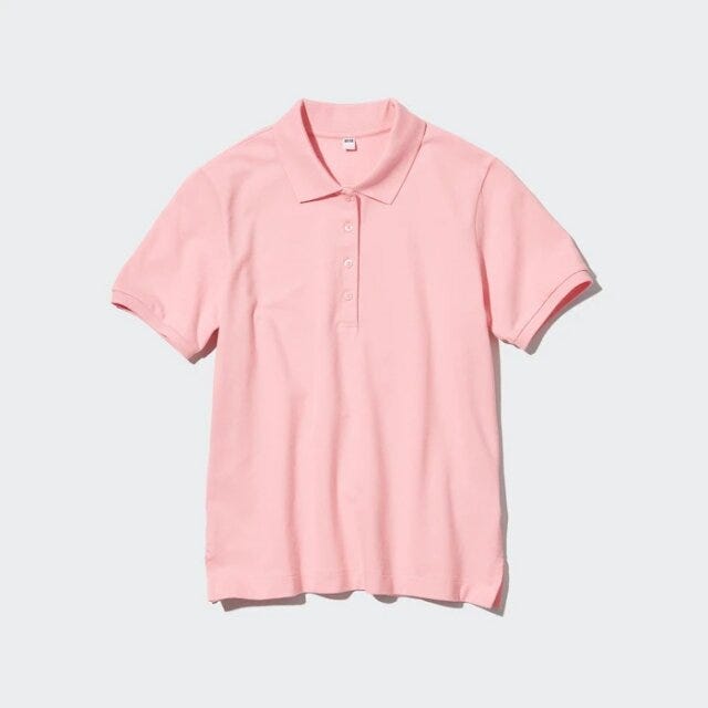 ユニクロ　uniqlo　レディース　おすすめ　オススメ　コスパ　2023　春夏　新作　3月発売　3月　トップス　ストレッチカノコポロシャツ　ポロシャツ　半袖　ピンク