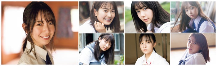 (右上から時計回り)濱岸ひより、岩本蓮加、山本彩加、久保怜音、金村美玖、清宮レイ、筒井あやめ、(画像提供:東京ニュース通信社)