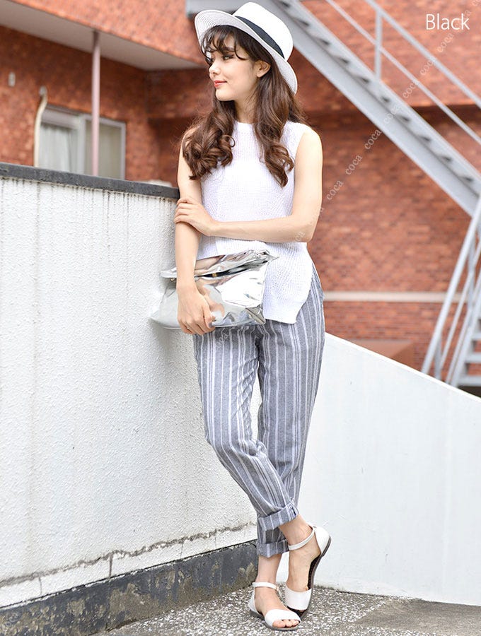 楽ちん可愛いマルチストライプパンツcocaオリジナル「coca」2,590円(税込)