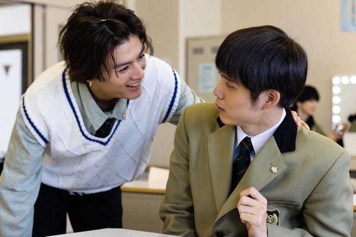 藤原大祐、細田佳央太/「もしも、イケメンだけの高校があったら」第2話より(C)テレビ朝日