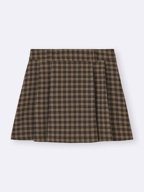 サイドプリーツチェックスコート