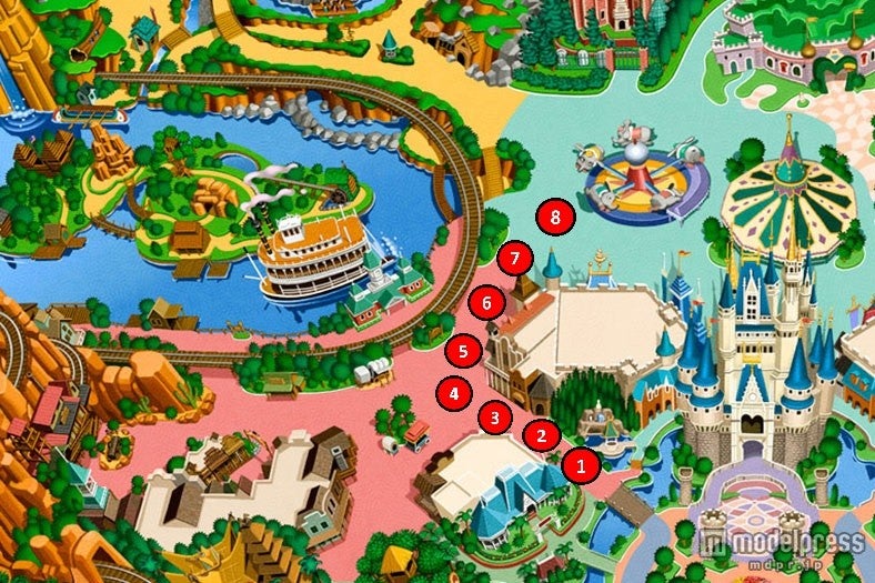 ファンタジーランドとウエスタンランドにかけての停止位置